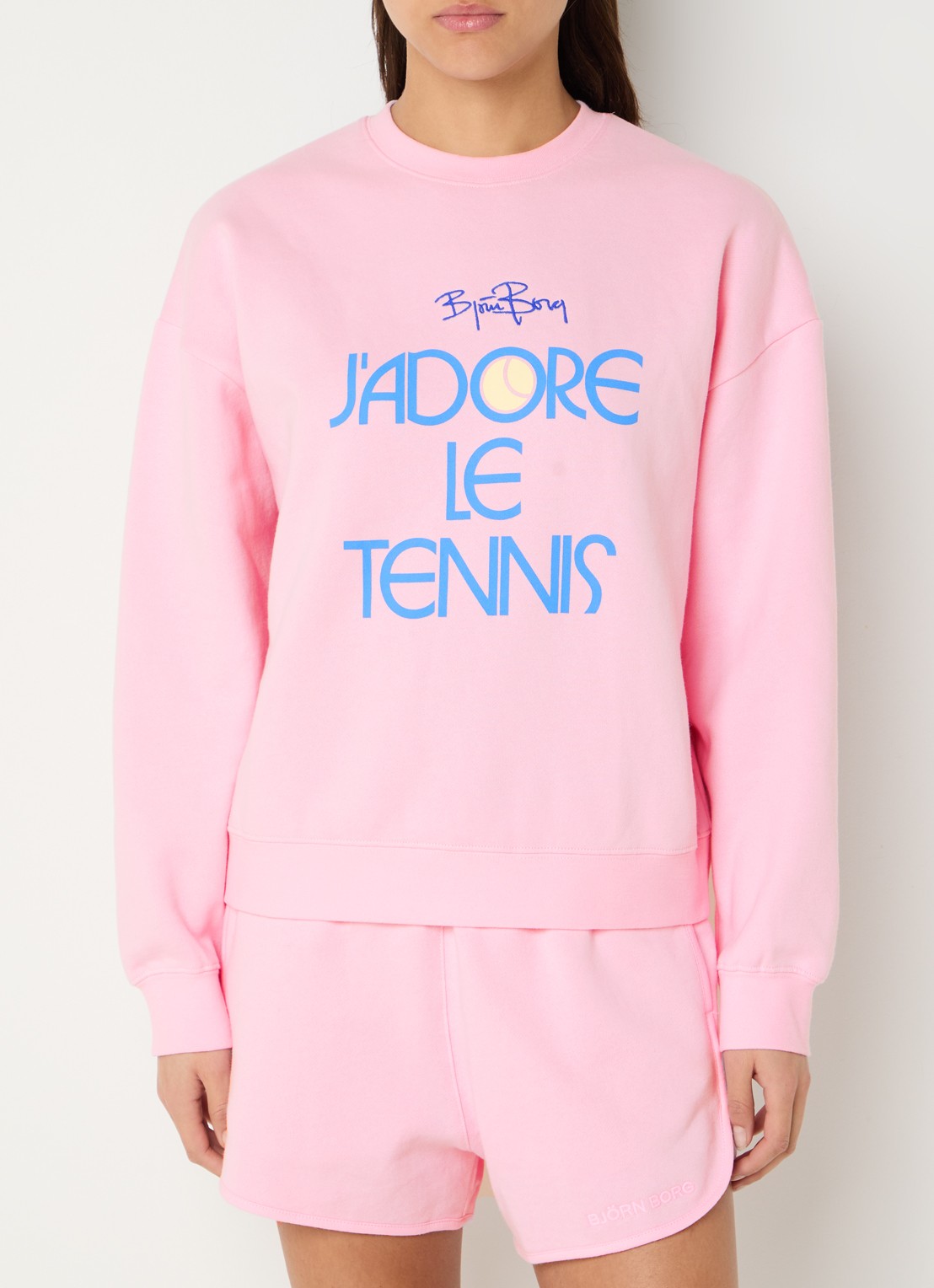 Björn Borg Boyfriend sweater met front- en backprint - detail 2 roze