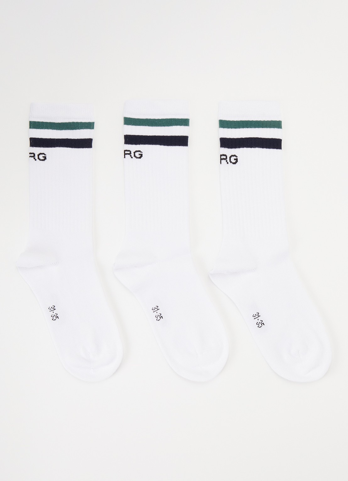 Björn Borg Core Crew sportsokken met logo in 3-pack - voorkant wit