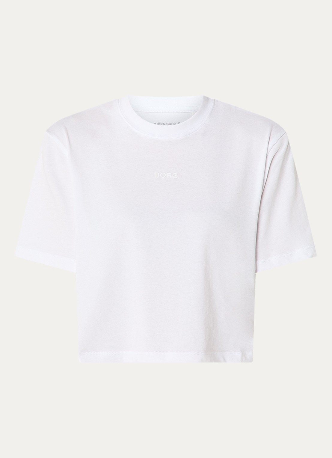 Björn Borg Cropped T-shirt met logoprint - voorkant wit