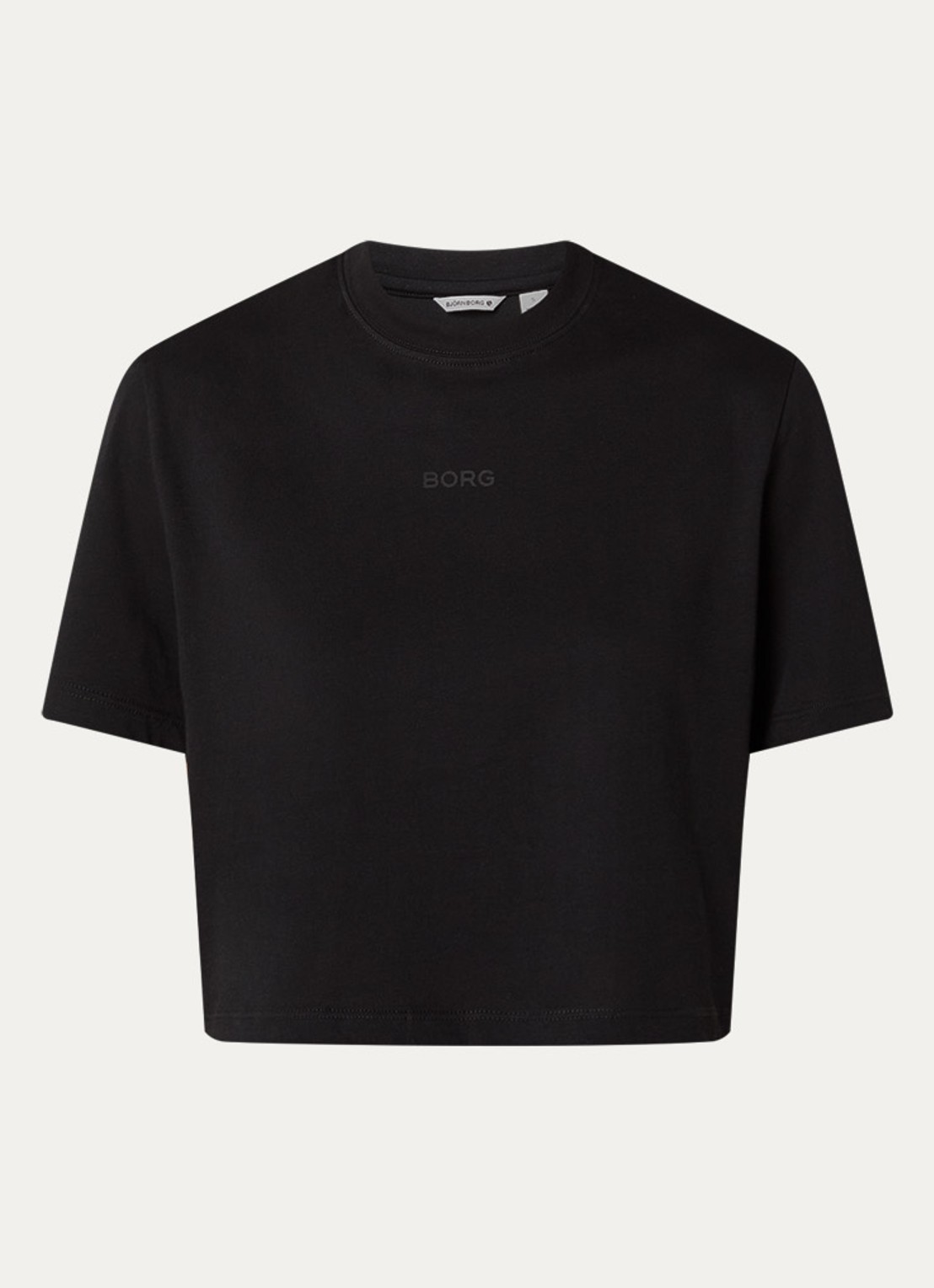 Björn Borg Cropped T-shirt met logoprint - voorkant zwart