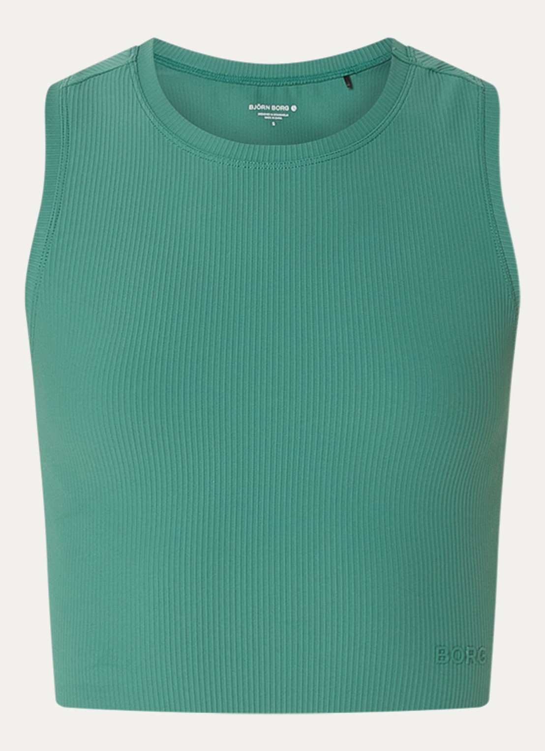 Björn Borg Cropped tanktop met structuur - voorkant groen