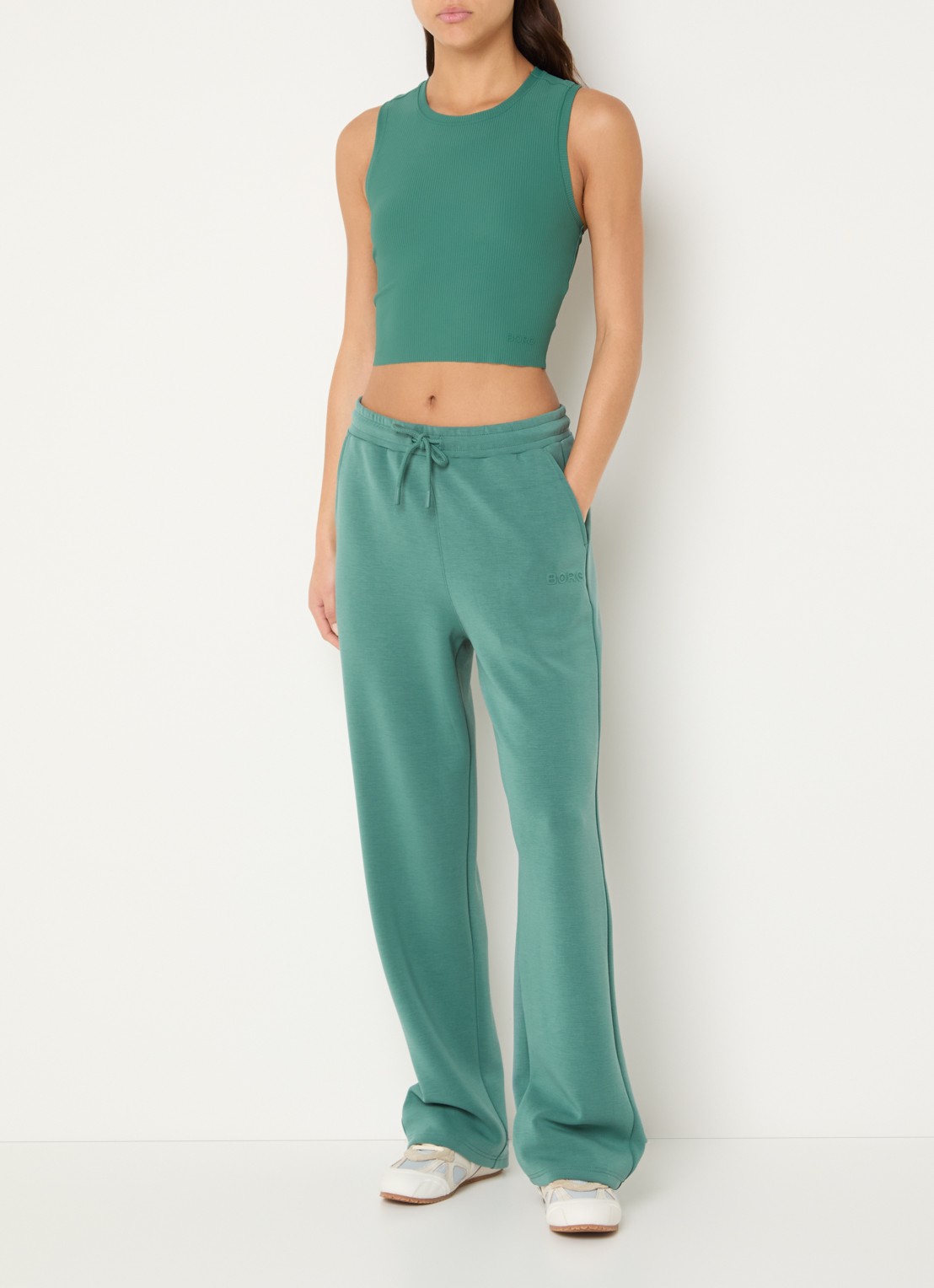 Björn Borg Cropped tanktop met structuur - voorkant 2 groen