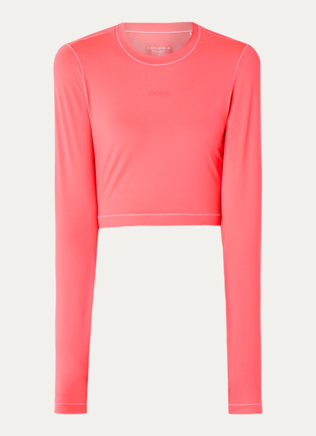 Björn Borg Cropped trainings longsleeve met logo  - voorkant roze