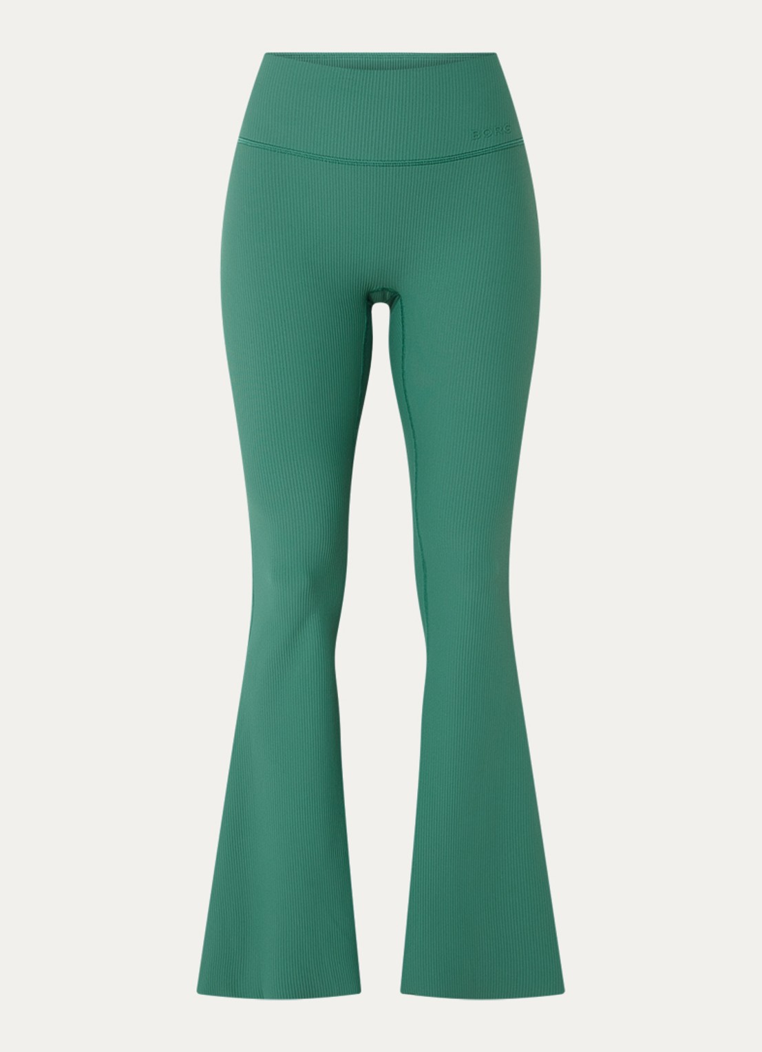 Björn Borg High waist flared fit legging met ribstructuur - voorkant 3 groen