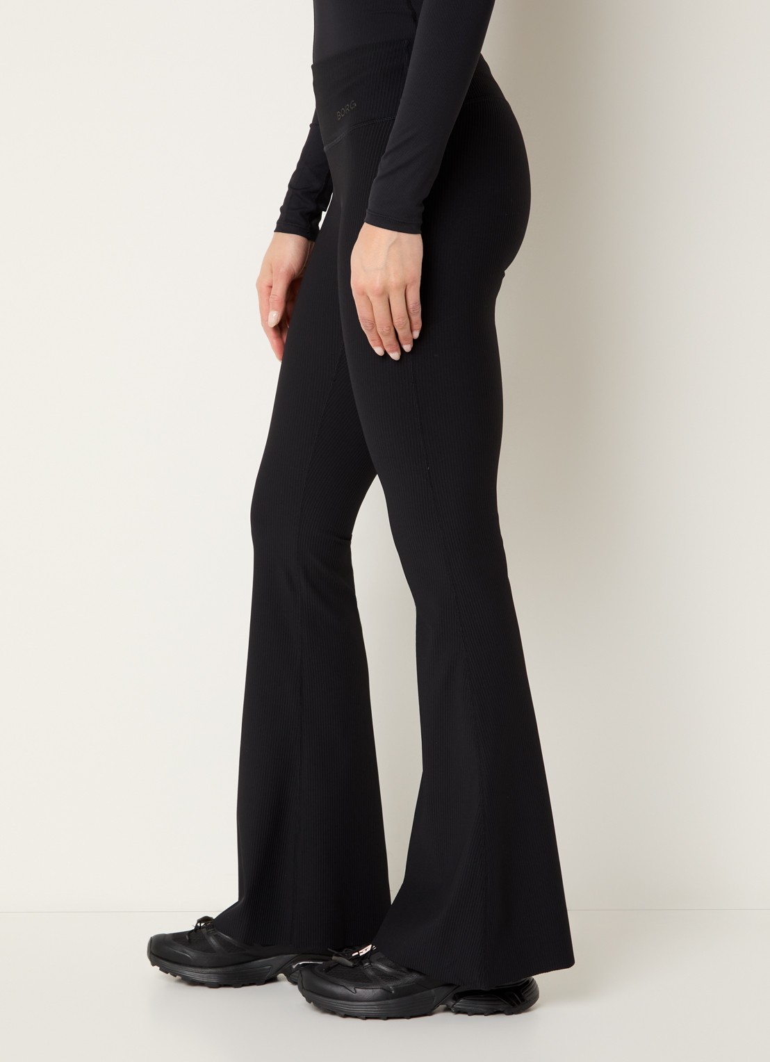 Björn Borg High waist flared fit trainingslegging met logo - detail 2 zwart