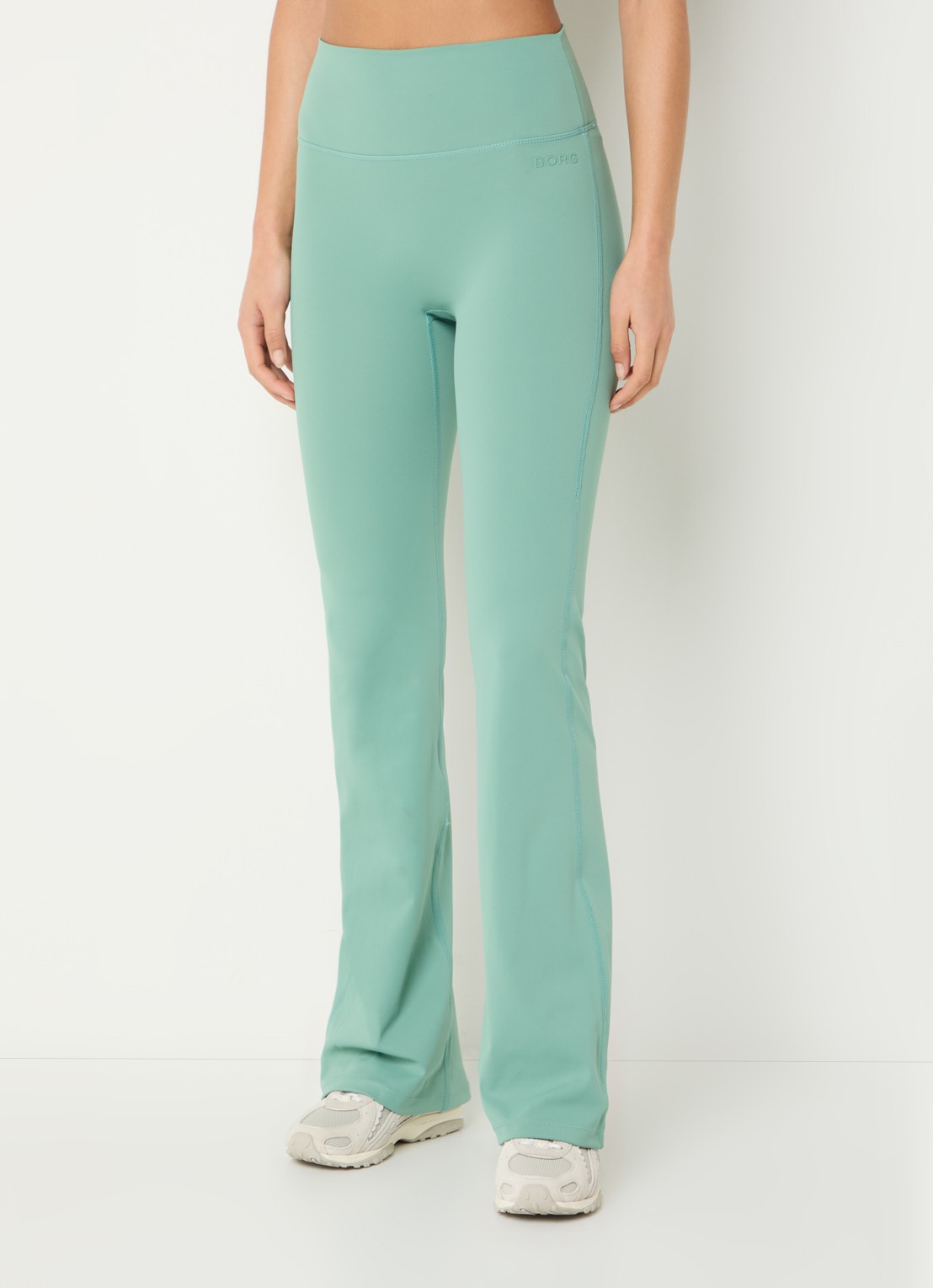Björn Borg High waist flared fit trainingslegging met logo - detail 2 lindegroen