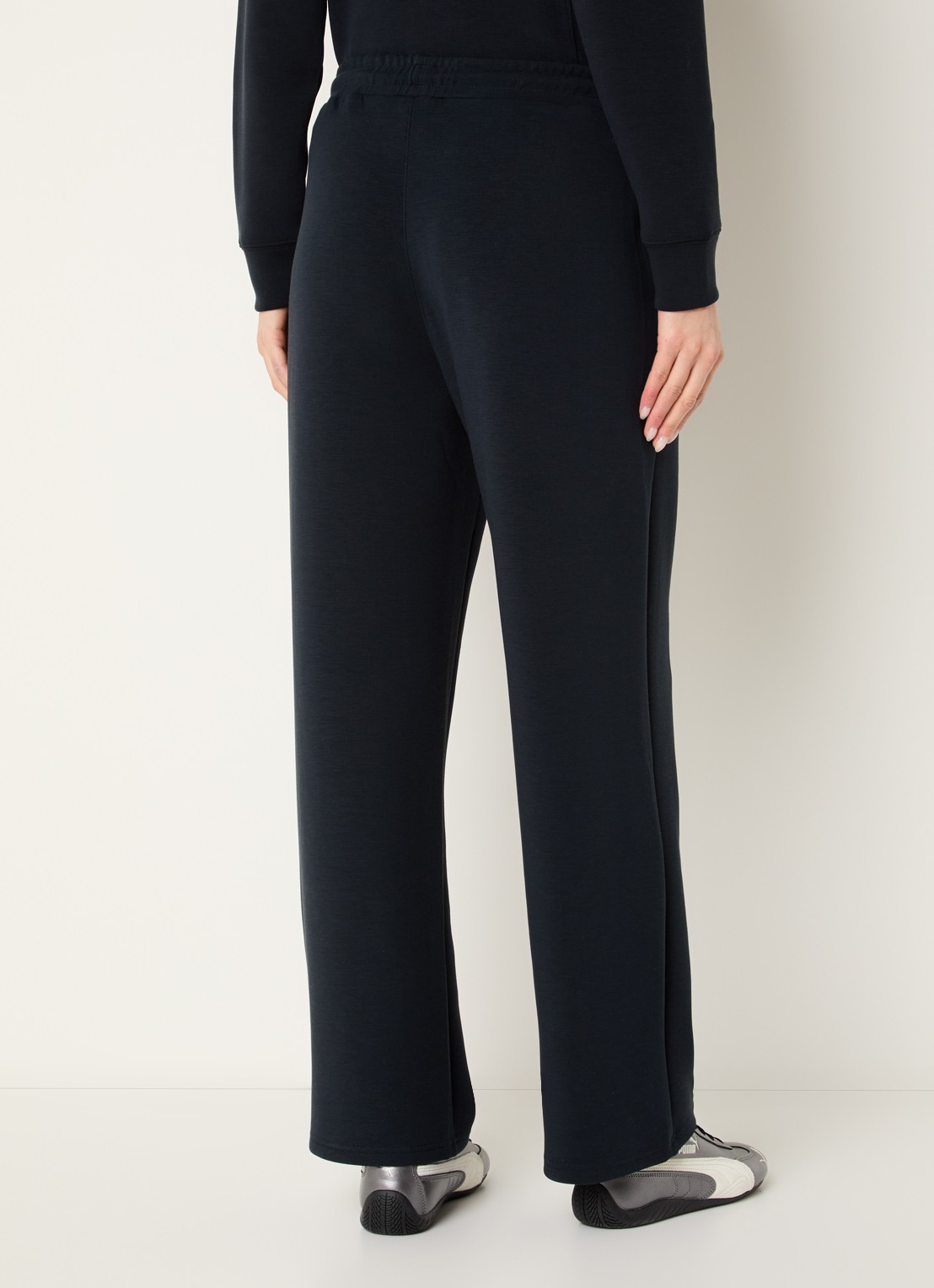 Björn Borg High waist straight fit joggingbroek met logo en steekzakken - achterkant zwart