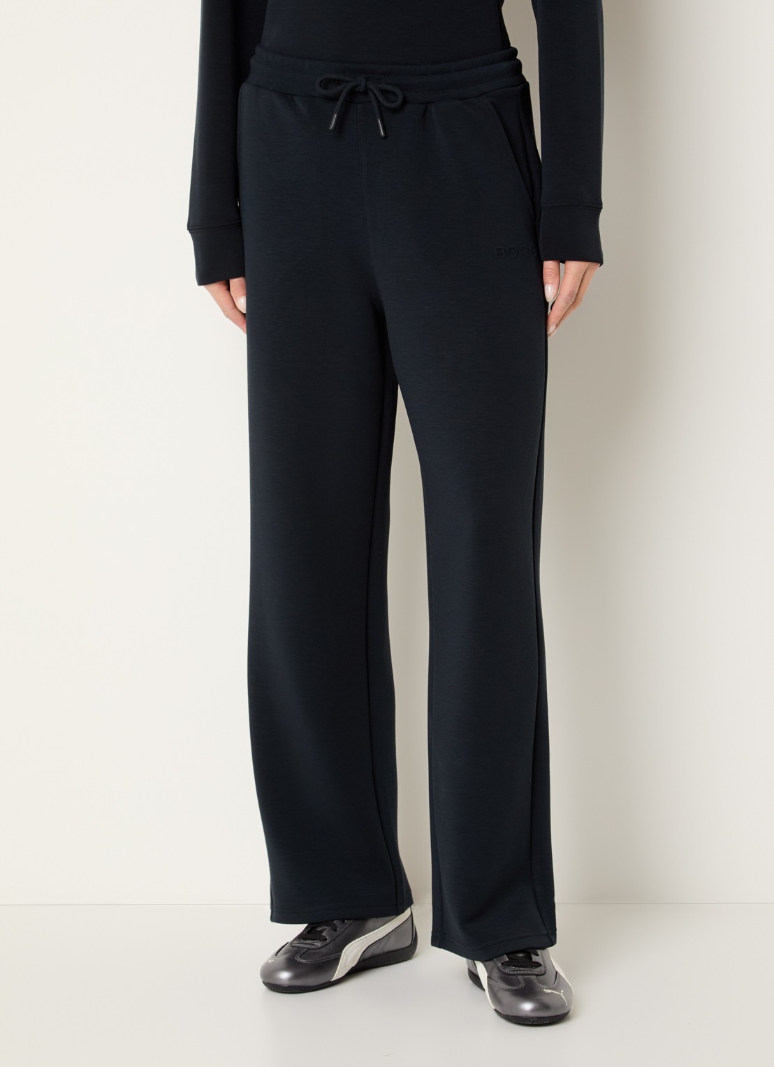 Björn Borg High waist straight fit joggingbroek met logo en steekzakken - detail 4 zwart