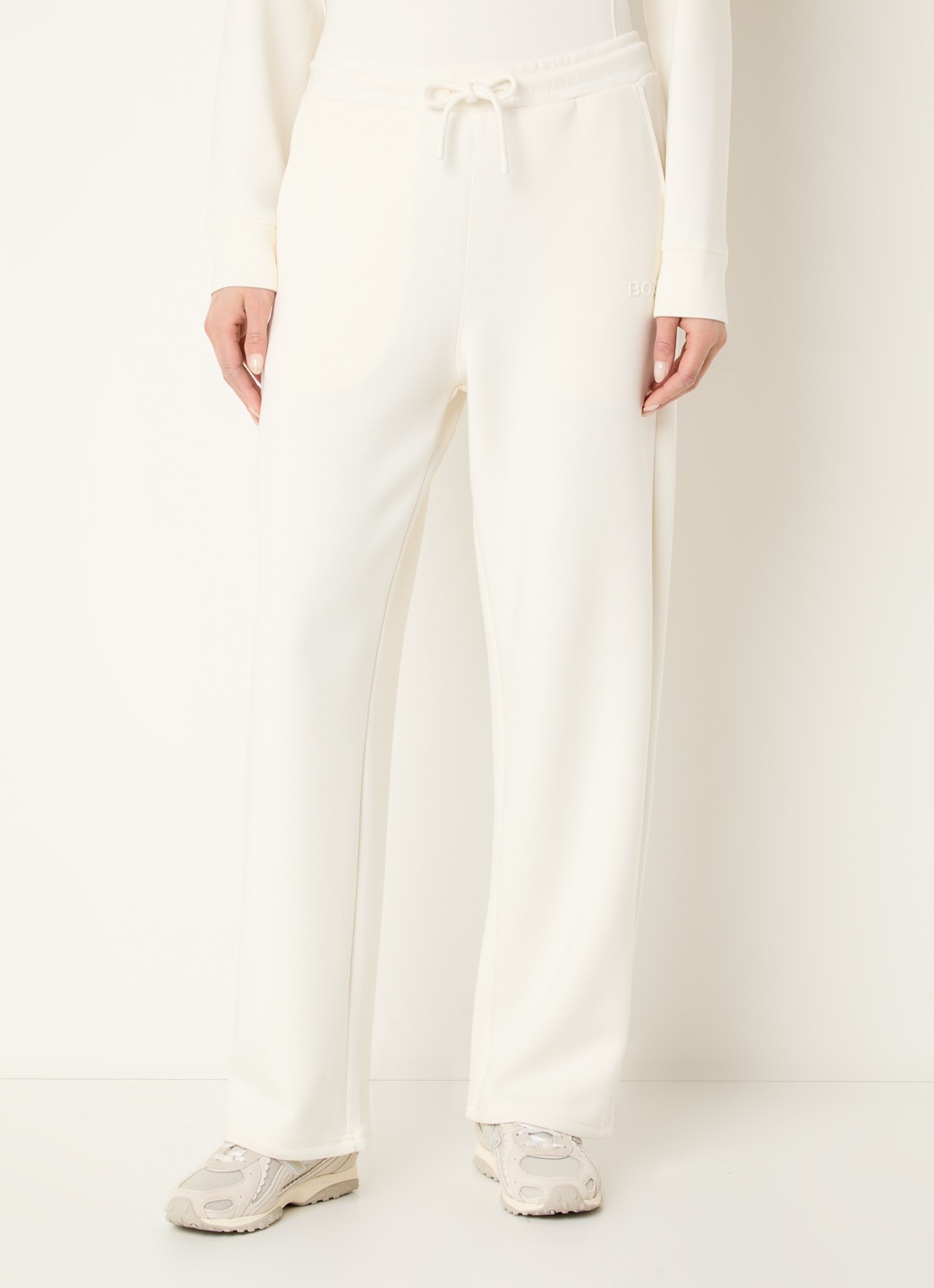 Björn Borg High waist straight fit joggingbroek met logo en steekzakken - detail 4 creme