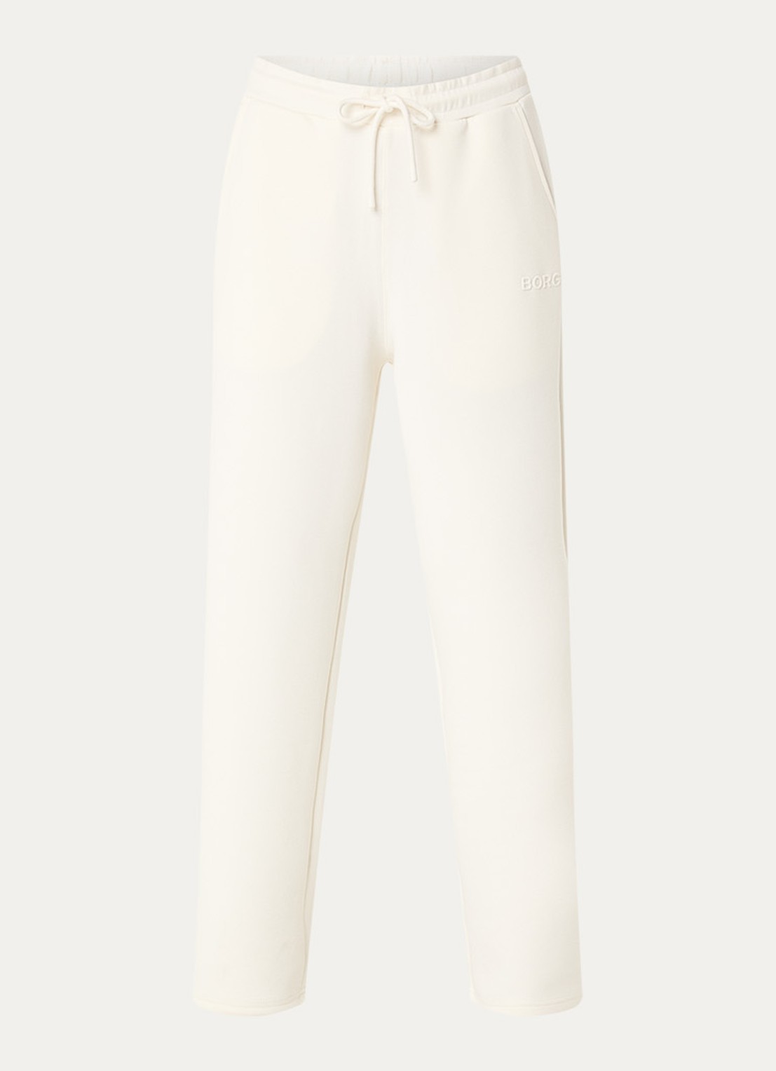 Björn Borg High waist straight fit joggingbroek met logo en steekzakken - voorkant 2 creme