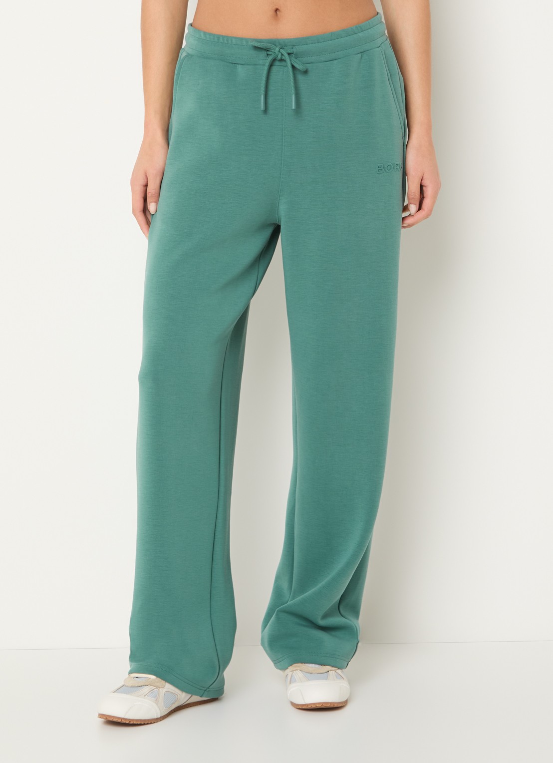 Björn Borg High waist straight fit joggingbroek met logo en steekzakken - detail 3 groen
