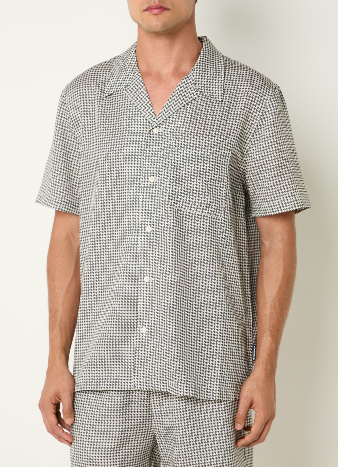 Björn Borg Overshirt met pied-de-poule dessin en borstzak - detail 2 bronsgroen