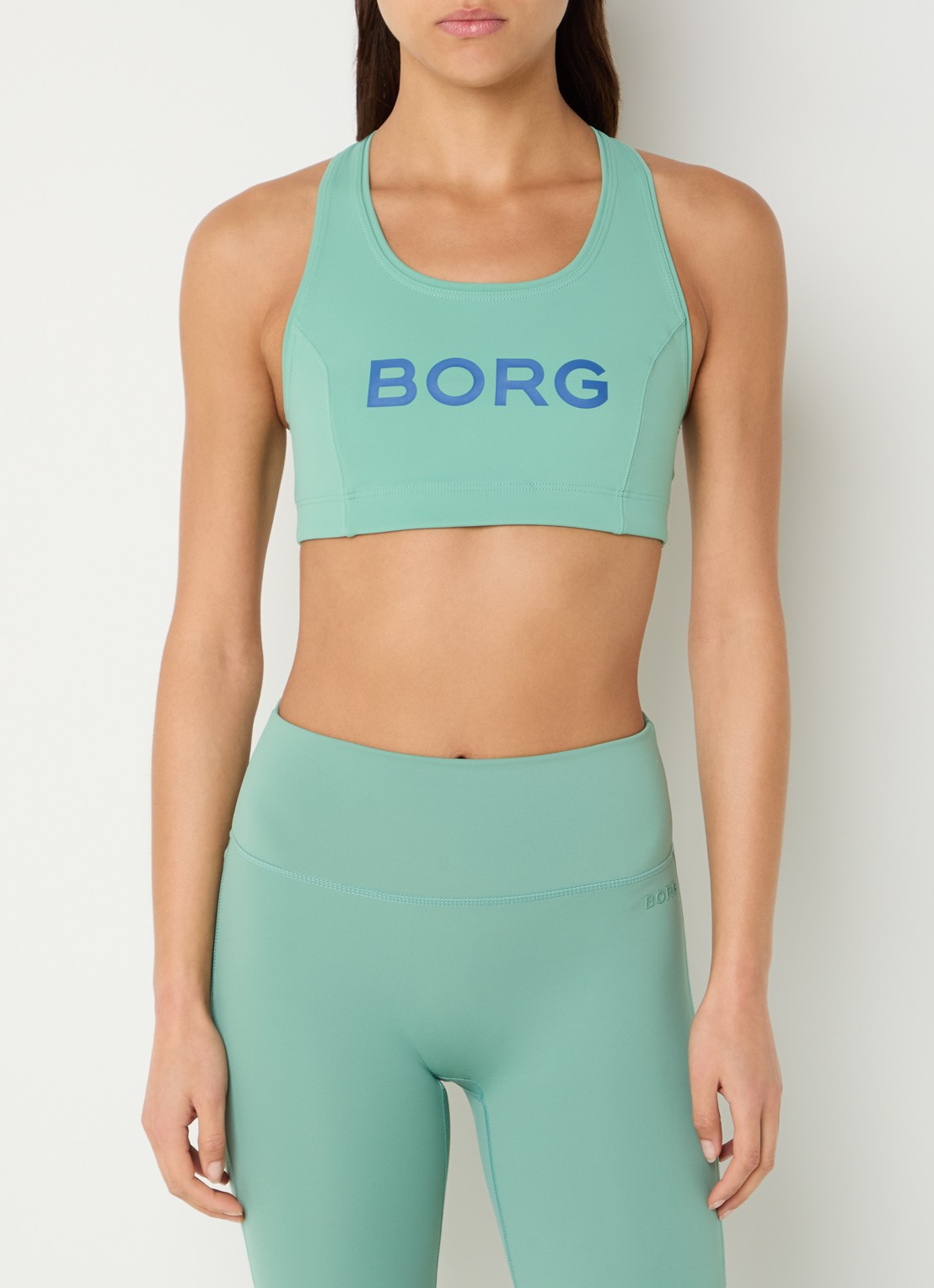 Björn Borg Sport bh met medium support en logo - detail groen