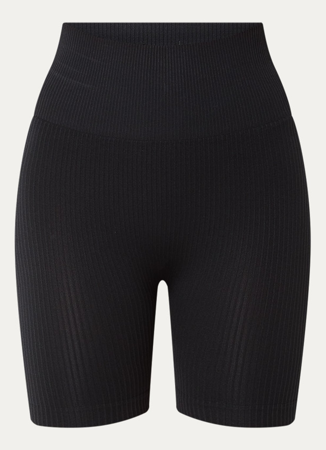 Björn Borg Studio high waist skinny fit rib korte trainingslegging - voorkant zwart