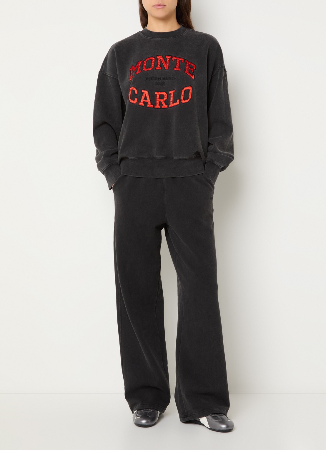 Björn Borg Studio sweater met logoborduring - voorkant 4 antraciet