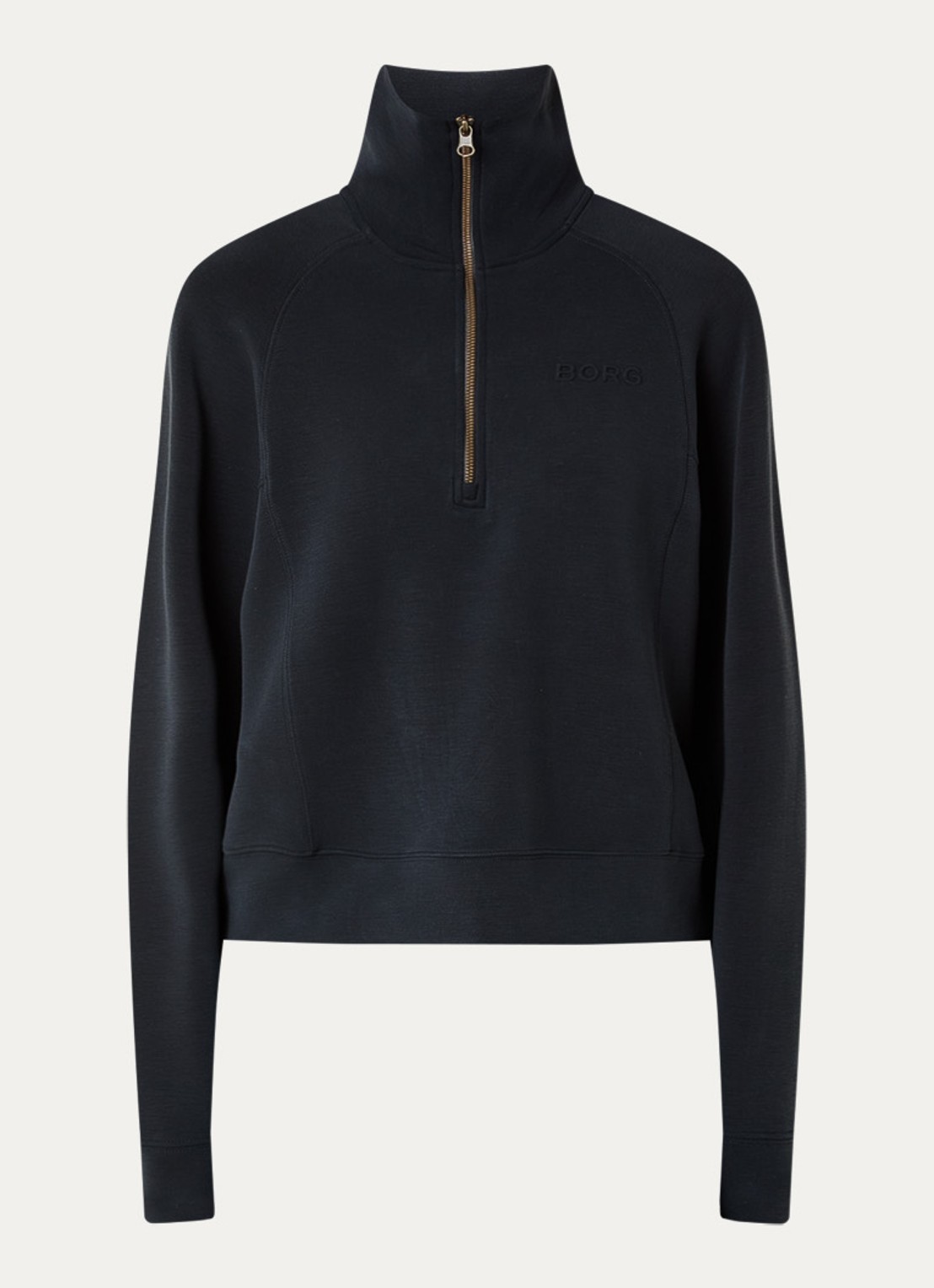 Björn Borg Sweater met logo en halve rits - voorkant 2 zwart