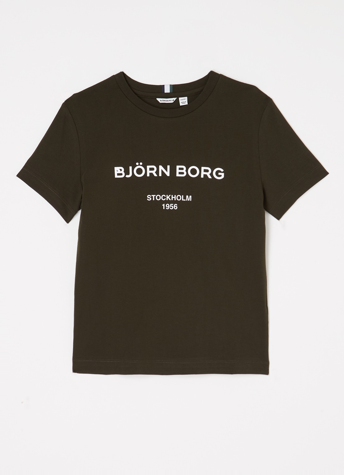 Björn Borg T-shirt met logoprint - voorkant legergroen