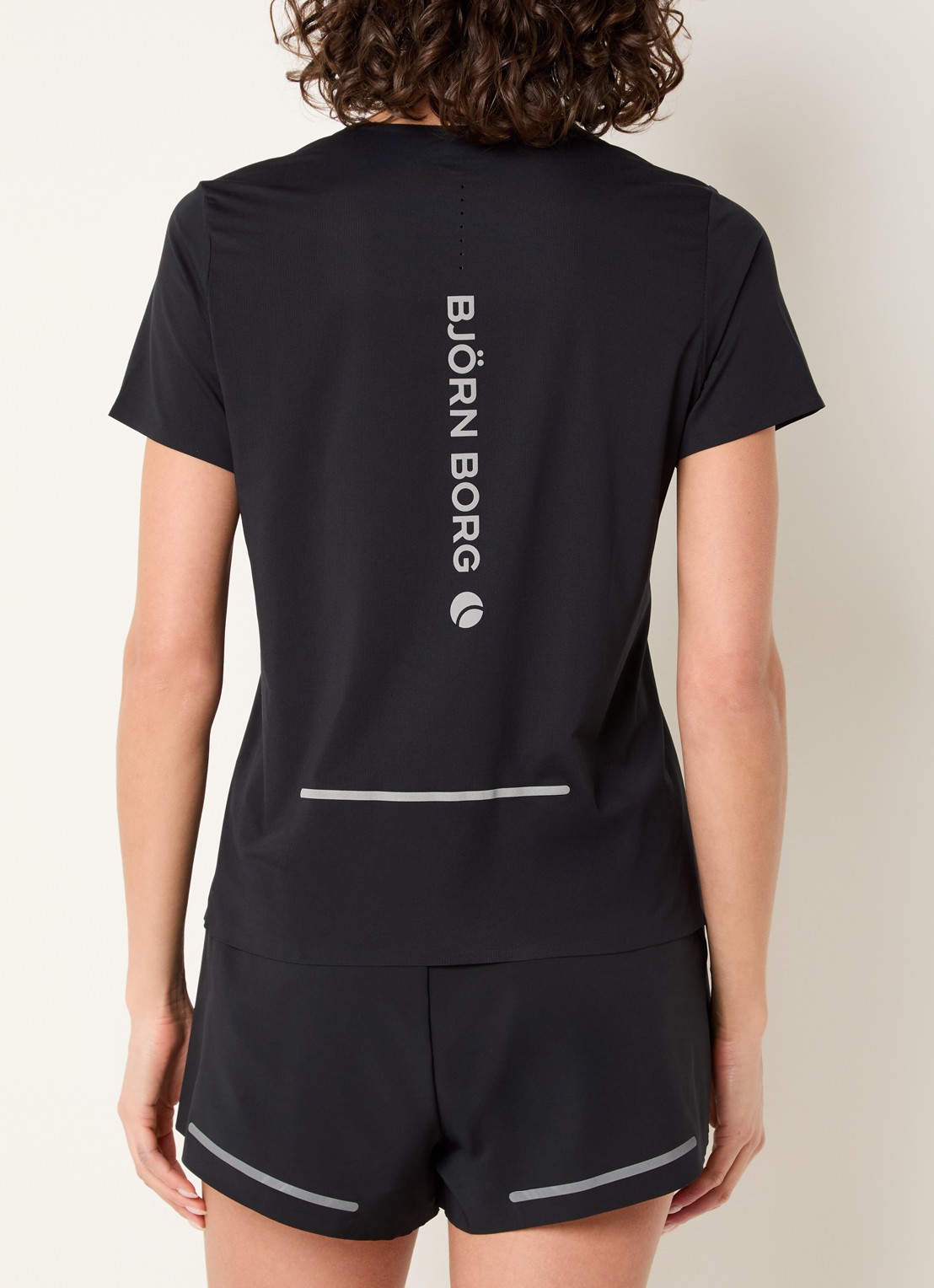 Björn Borg Trainings T-shirt met logo- en backprint - achterkant 4 zwart