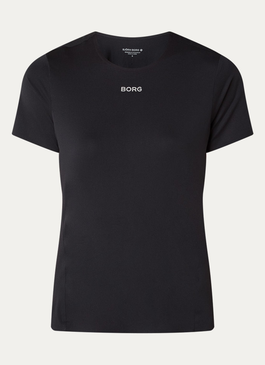 Björn Borg Trainings T-shirt met logo- en backprint - voorkant 2 zwart