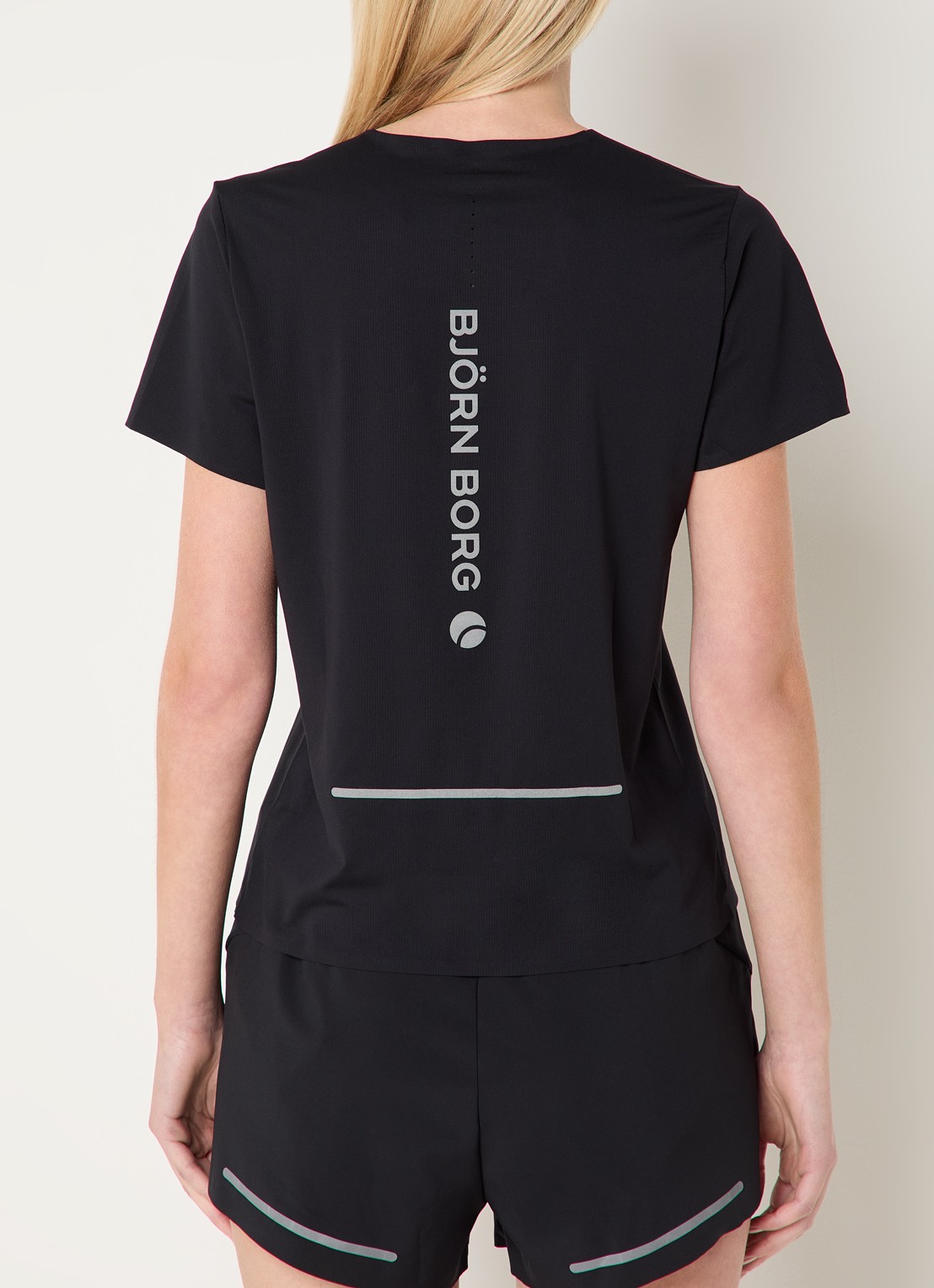 Björn Borg Trainings T-shirt met logo- en backprint - achterkant 3 zwart
