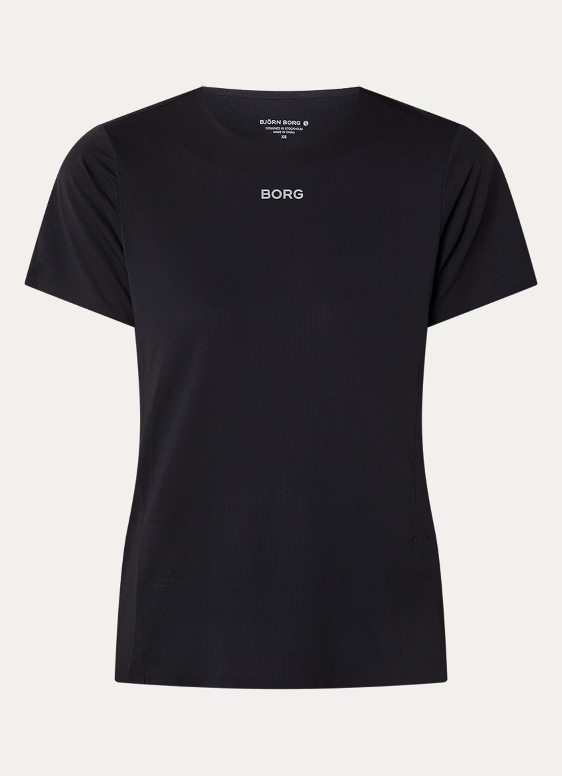Björn Borg Trainings T-shirt met logo- en backprint - voorkant zwart
