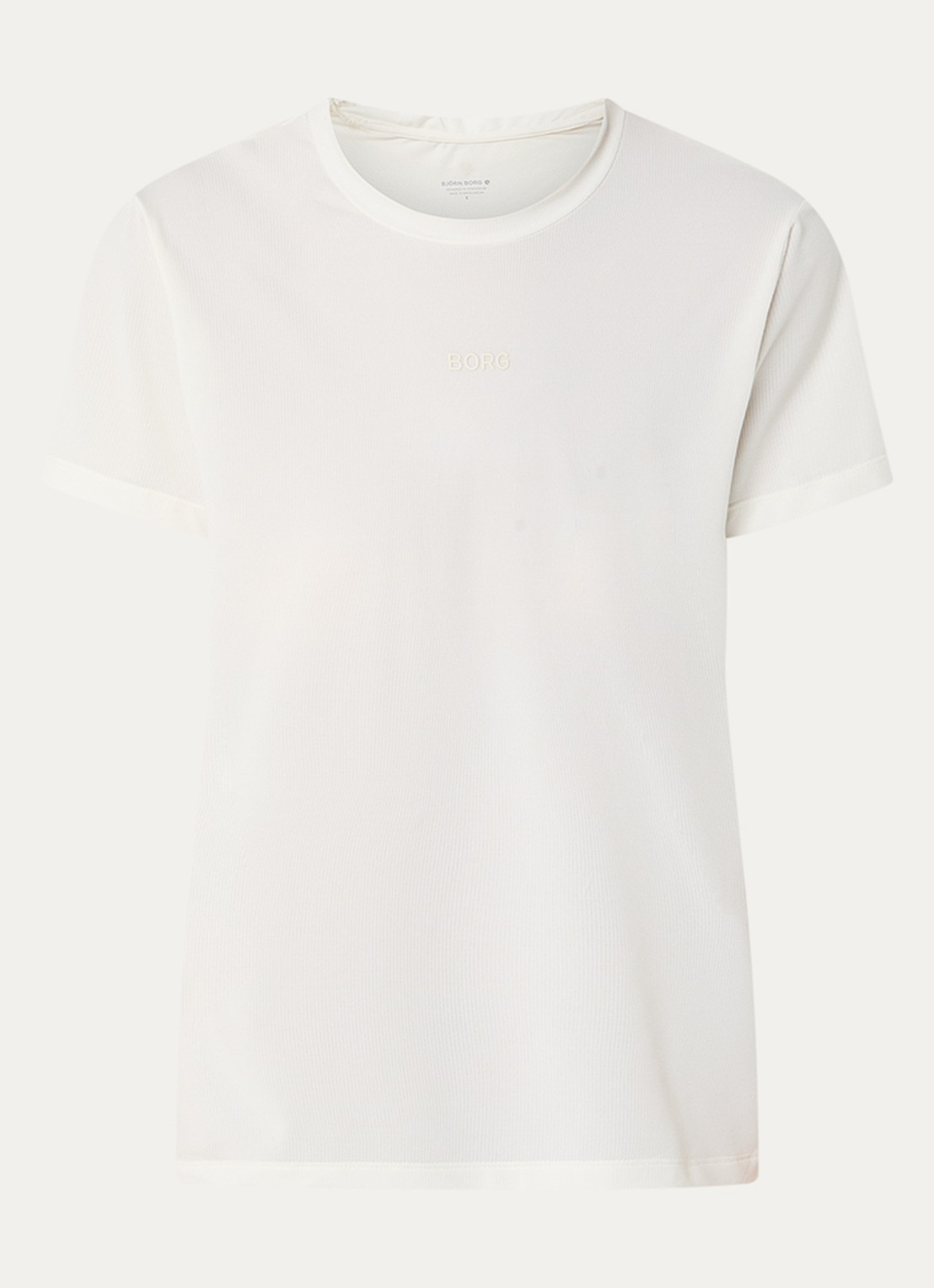 Björn Borg Trainings T-shirt met logo - voorkant 2 ivoor