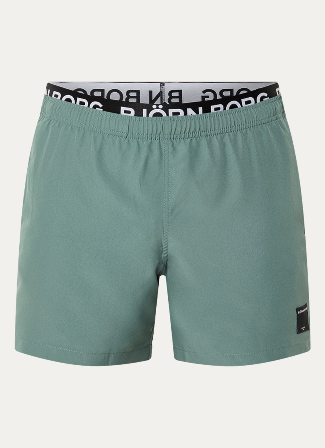 Björn Borg Zwemshorts met elastische band en logo - voorkant olijfgroen
