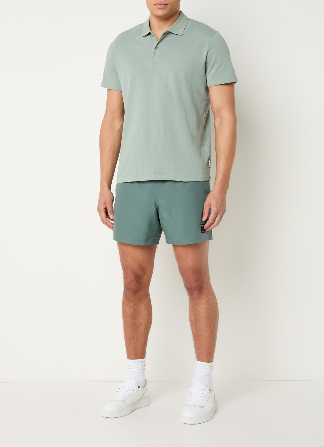Björn Borg Zwemshorts met elastische band en logo - voorkant 2 olijfgroen