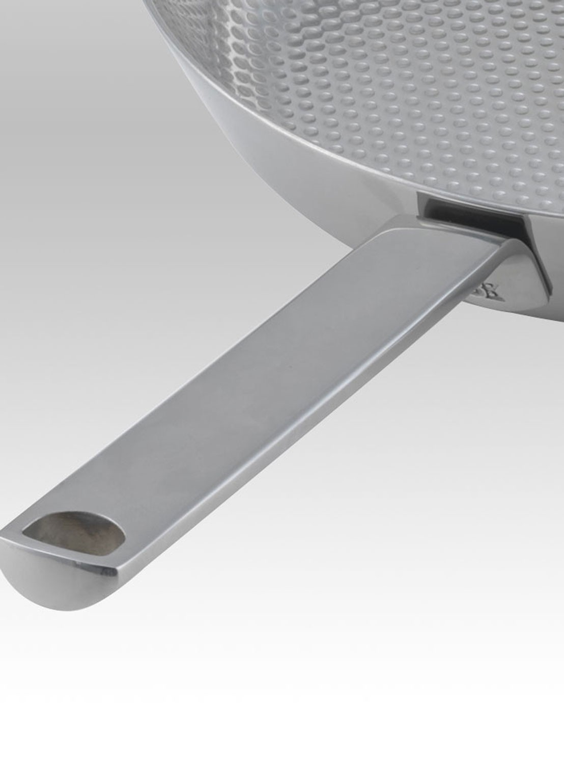 BK Conical Deluxe wokpan Ø30 cm - detail zilver