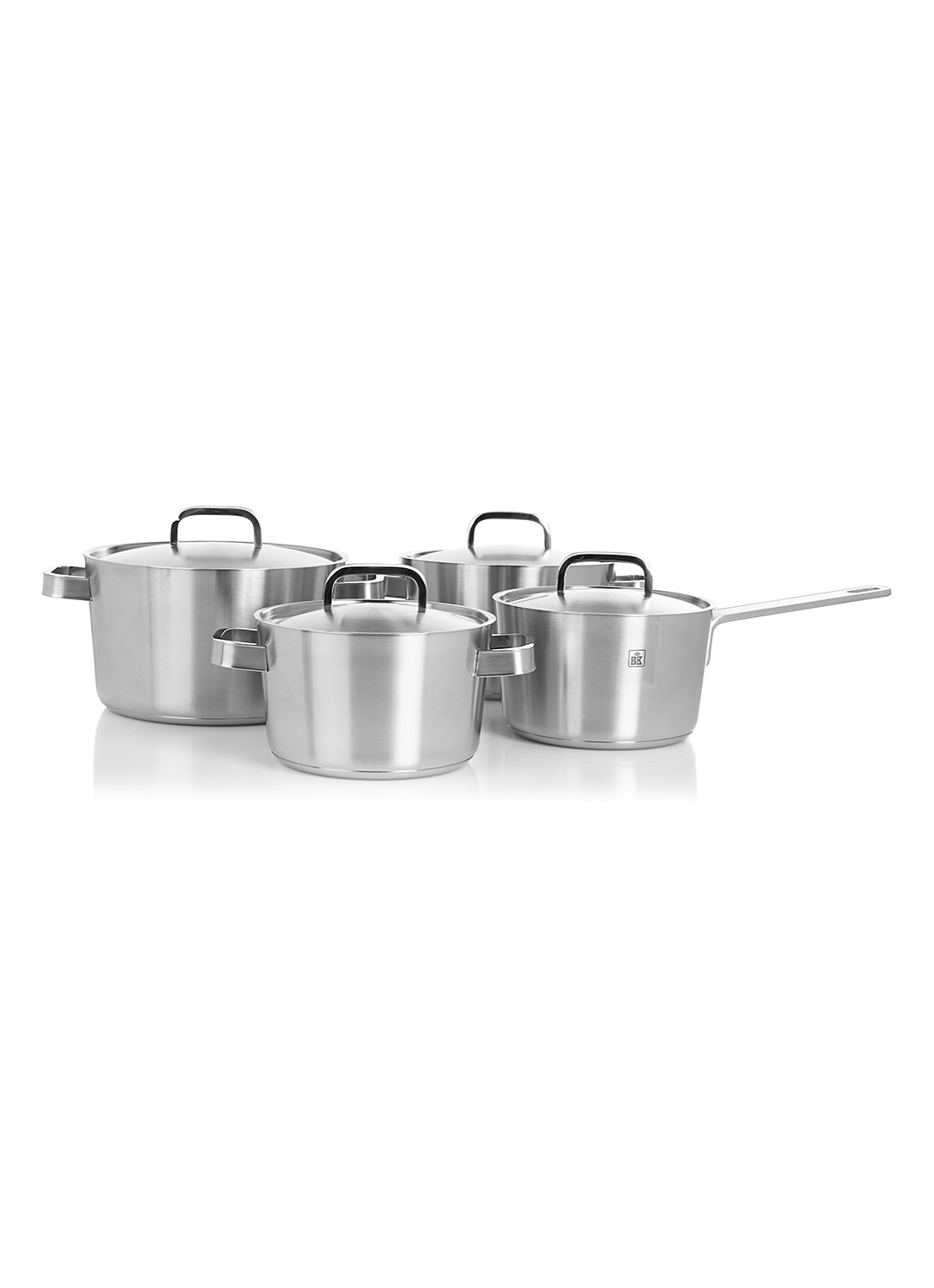 BK Conical+ pannenset 4-delig - voorkant zilver