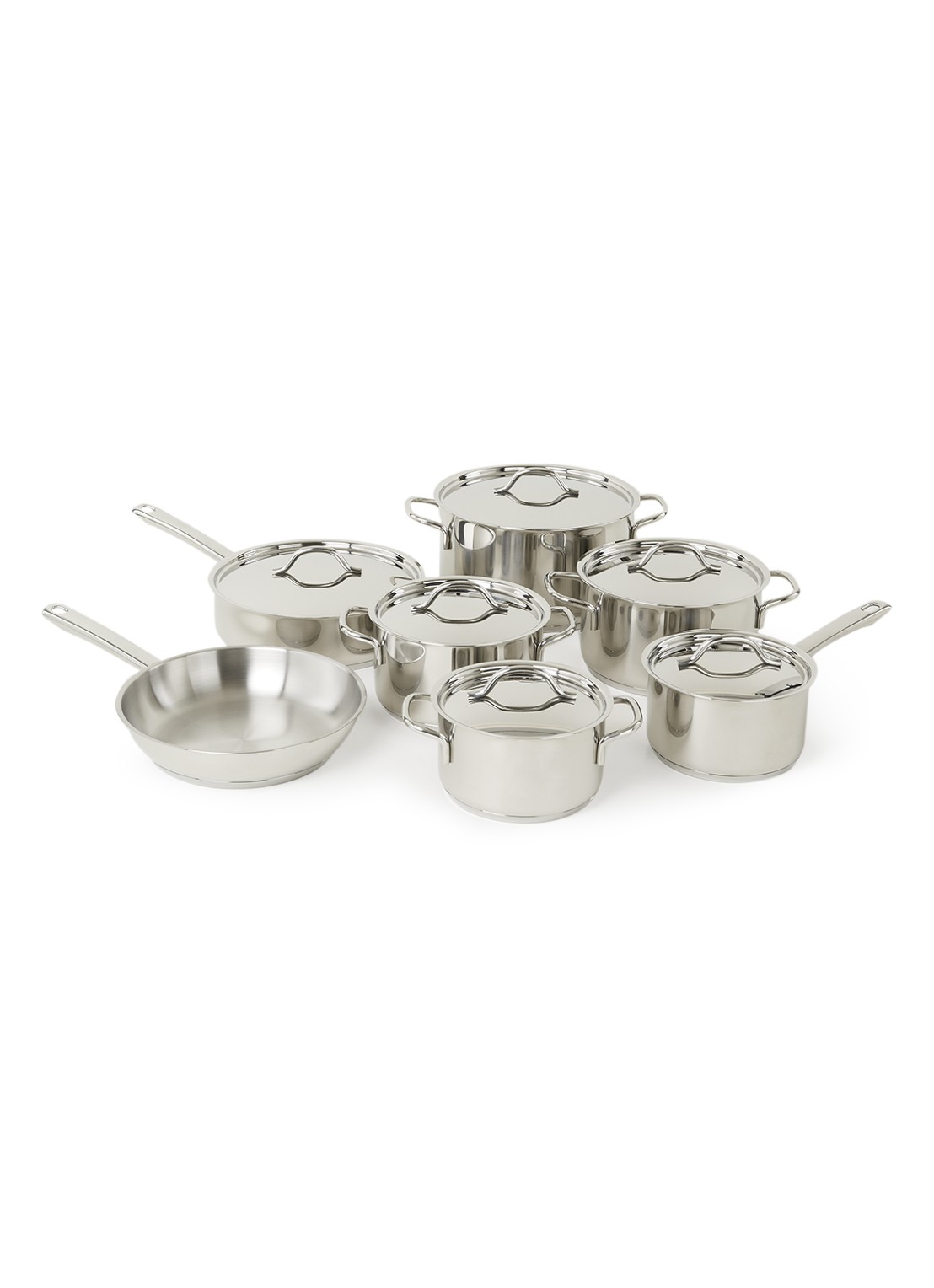 BK Profiline pannenset 7-delig - voorkant zilver