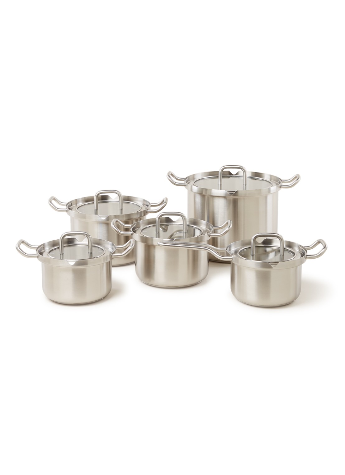BK Q-Linair Master Glas pannenset 5-delig - voorkant zilver