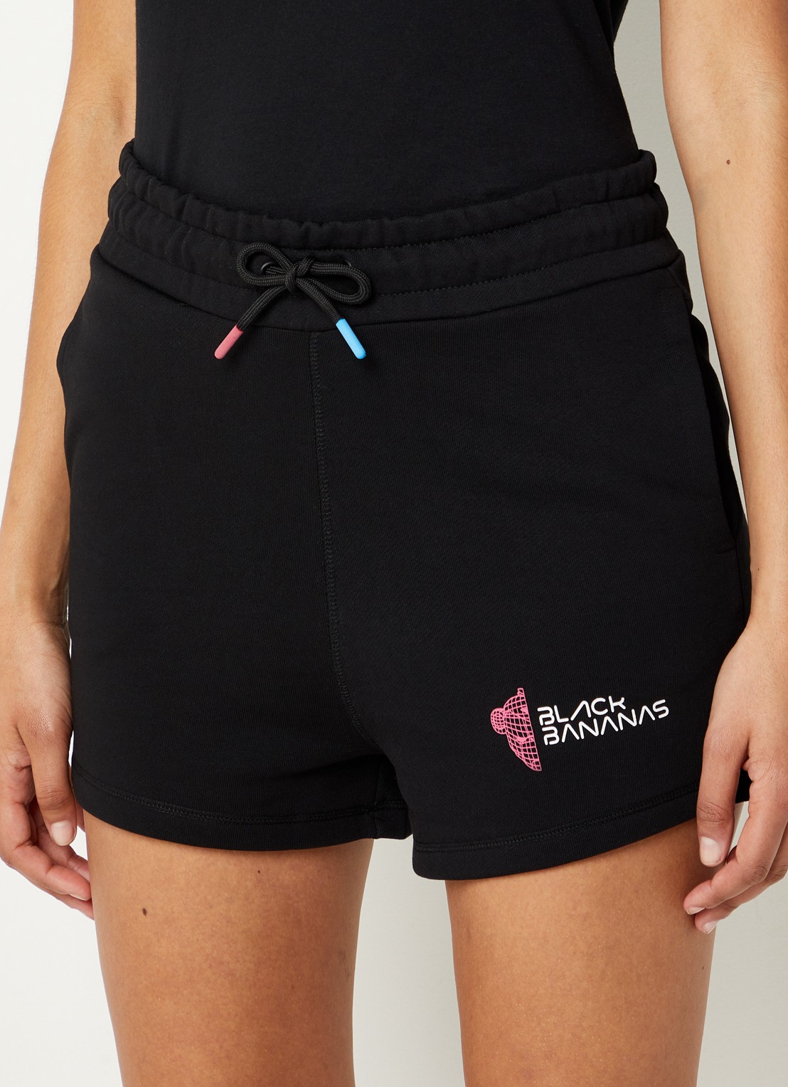 Black Bananas Eclipse high waist slim fit korte joggingbroek - detail 4 zwart