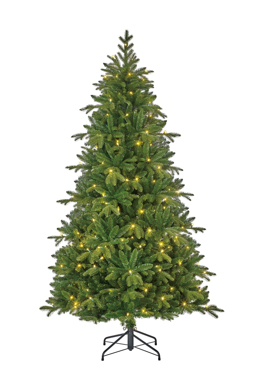 Black box Brampton kunstkerstboom met LED verlichting 230 cm - voorkant groen