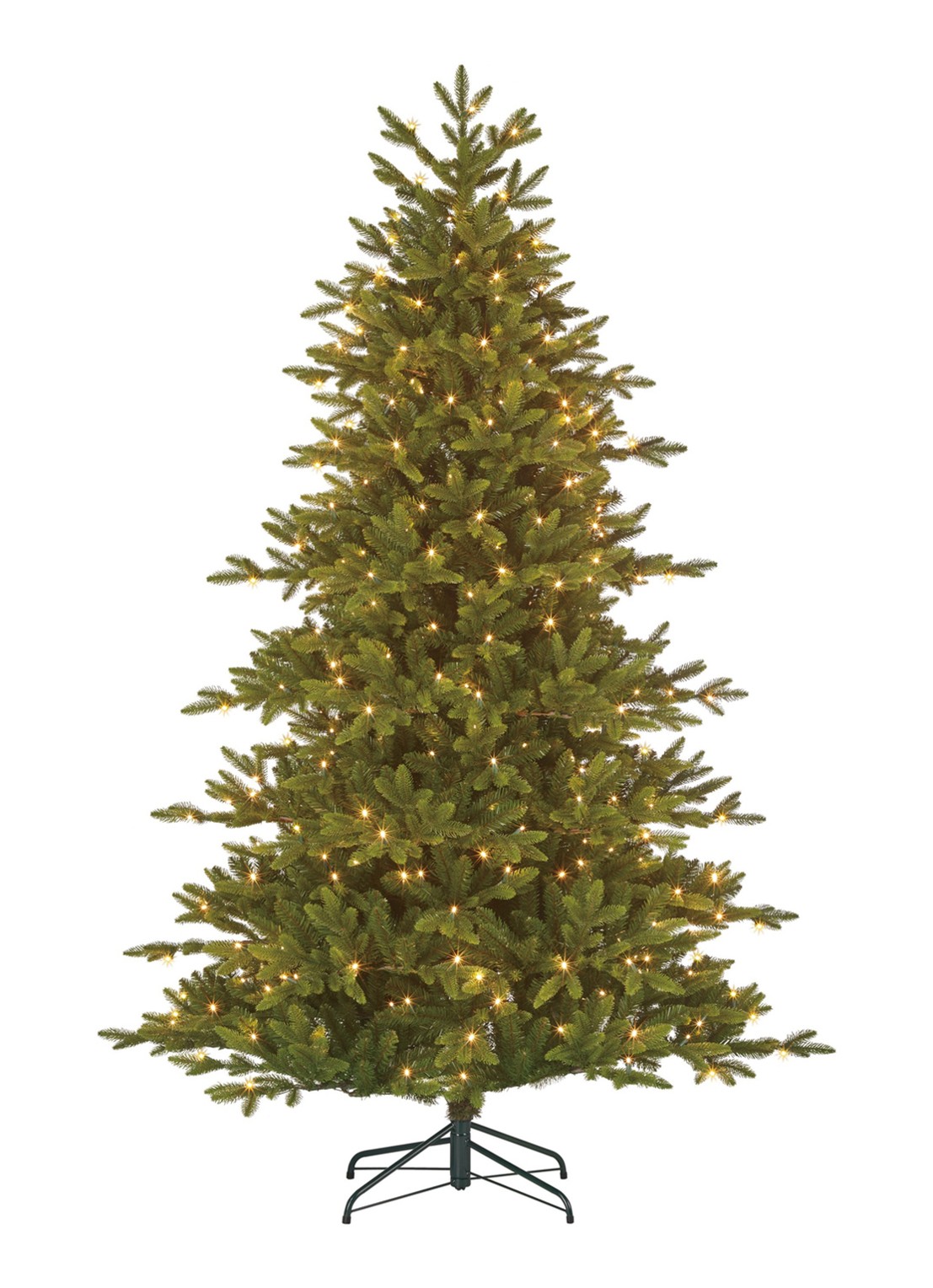 Black box Delmonto kunstkerstboom met LED verlichting 215 cm - voorkant groen