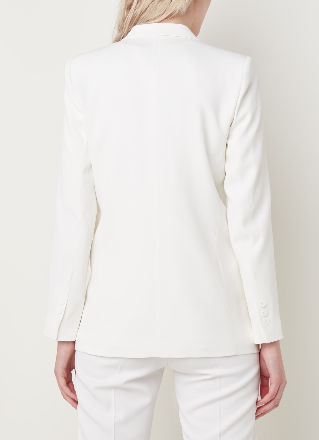 Blazer in wolblend contrast van satijn - achterkant gebroken wit