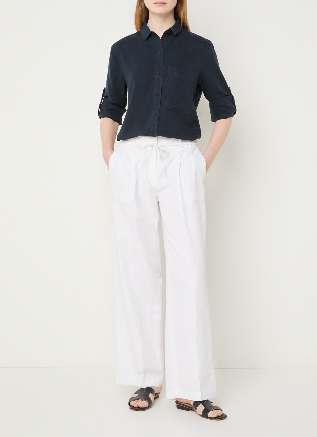 BLLMR Bodi blouse met borstzak - voorkant 2 donkerblauw