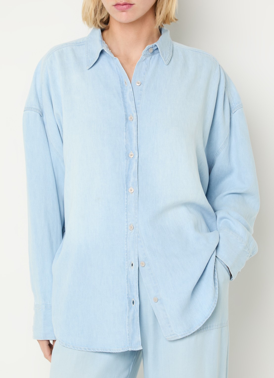 BLLMR Dado blouse in linnenblend - detail lichtblauw