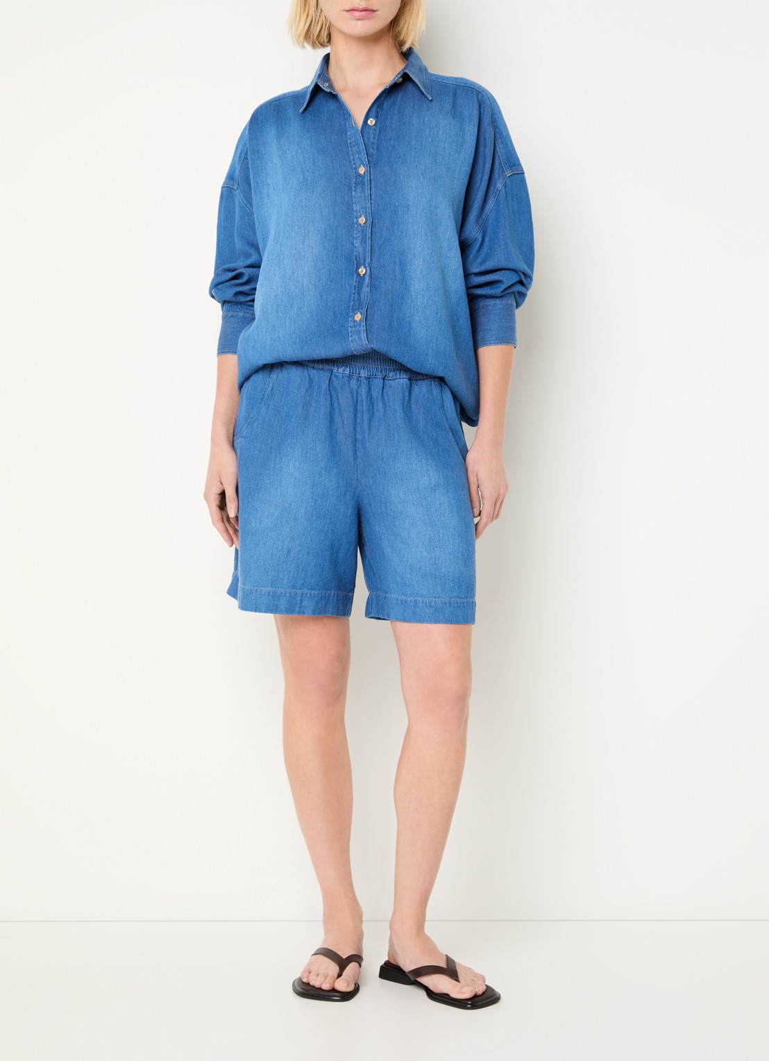 BLLMR Dado blouse in linnenblend - voorkant 2 indigo