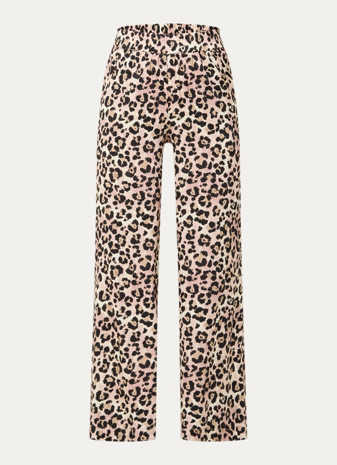 BLLMR Harper high waist loose fit pantalon met panterprint en steekzakken - voorkant lichtbruin