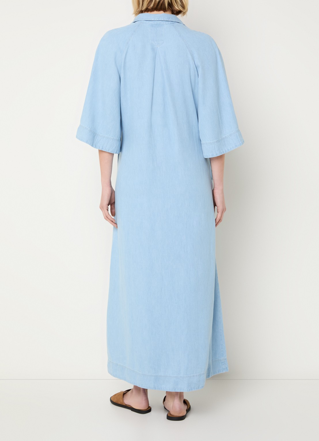 BLLMR Julie midi denim tuniekjurk met steekzakken - achterkant lichtblauw