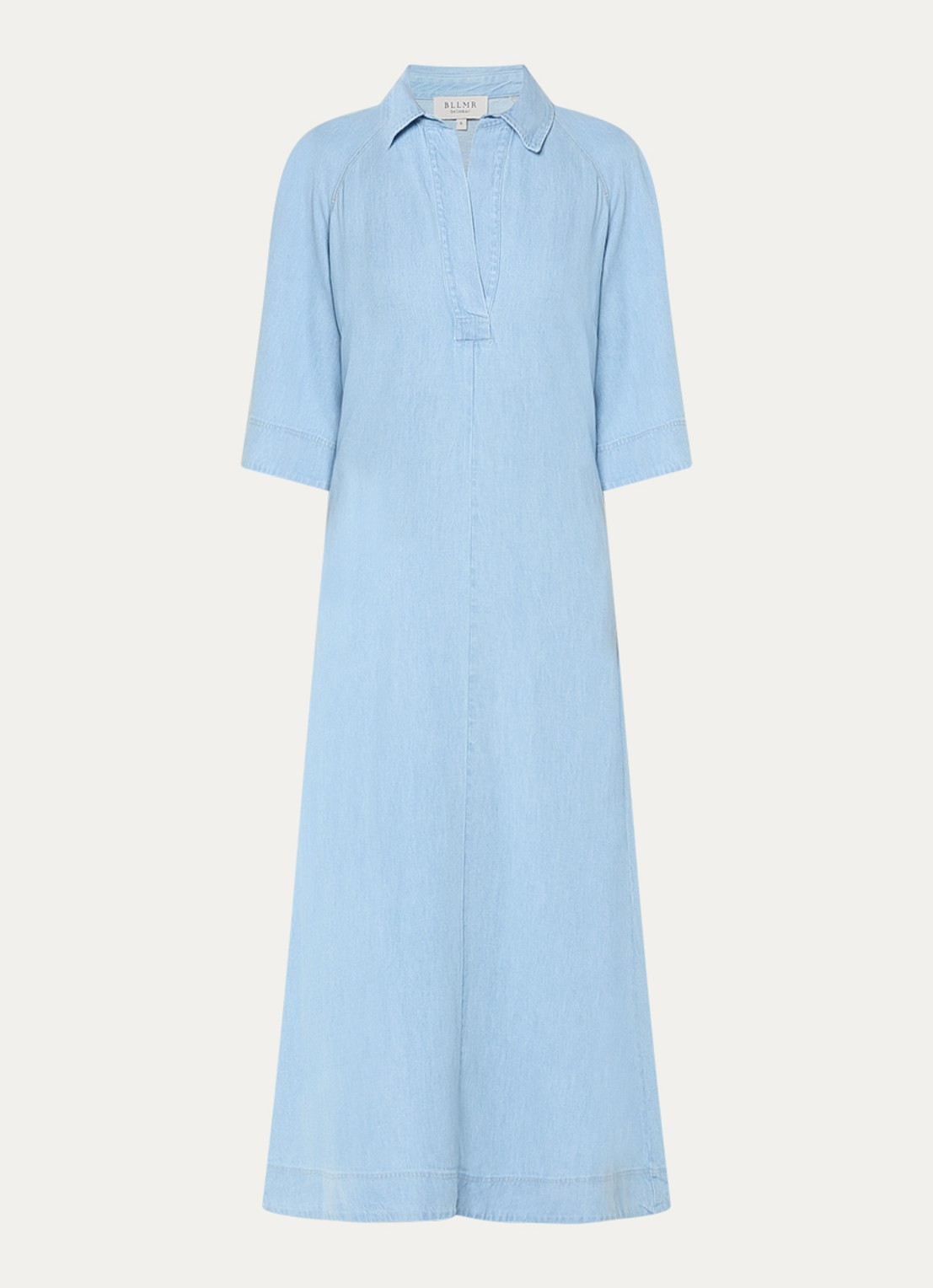 BLLMR Julie midi denim tuniekjurk met steekzakken - voorkant 3 lichtblauw