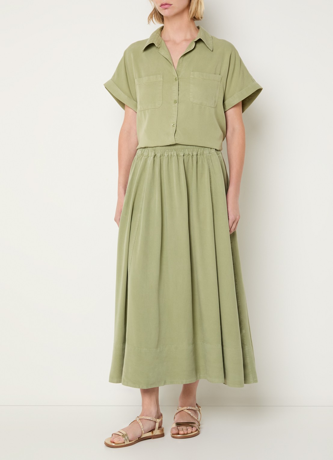 BLLMR Mia blouse met borstzakken - voorkant 2 lindegroen