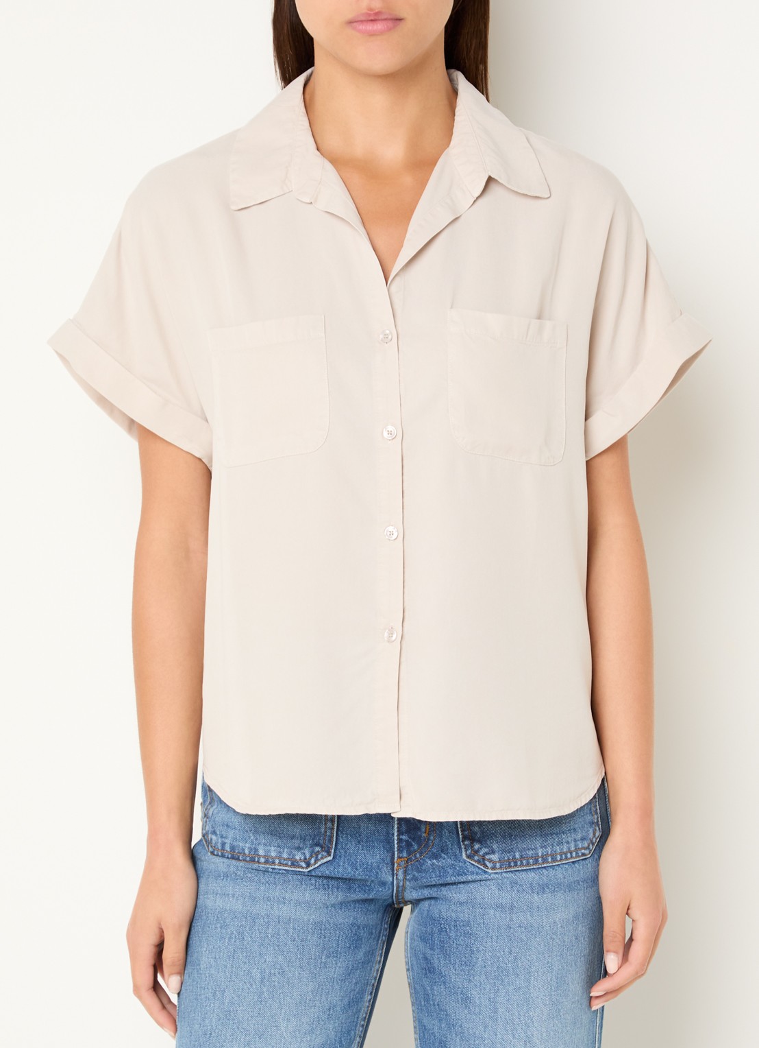 BLLMR Mia blouse met borstzakken - detail 4 lichtgrijs