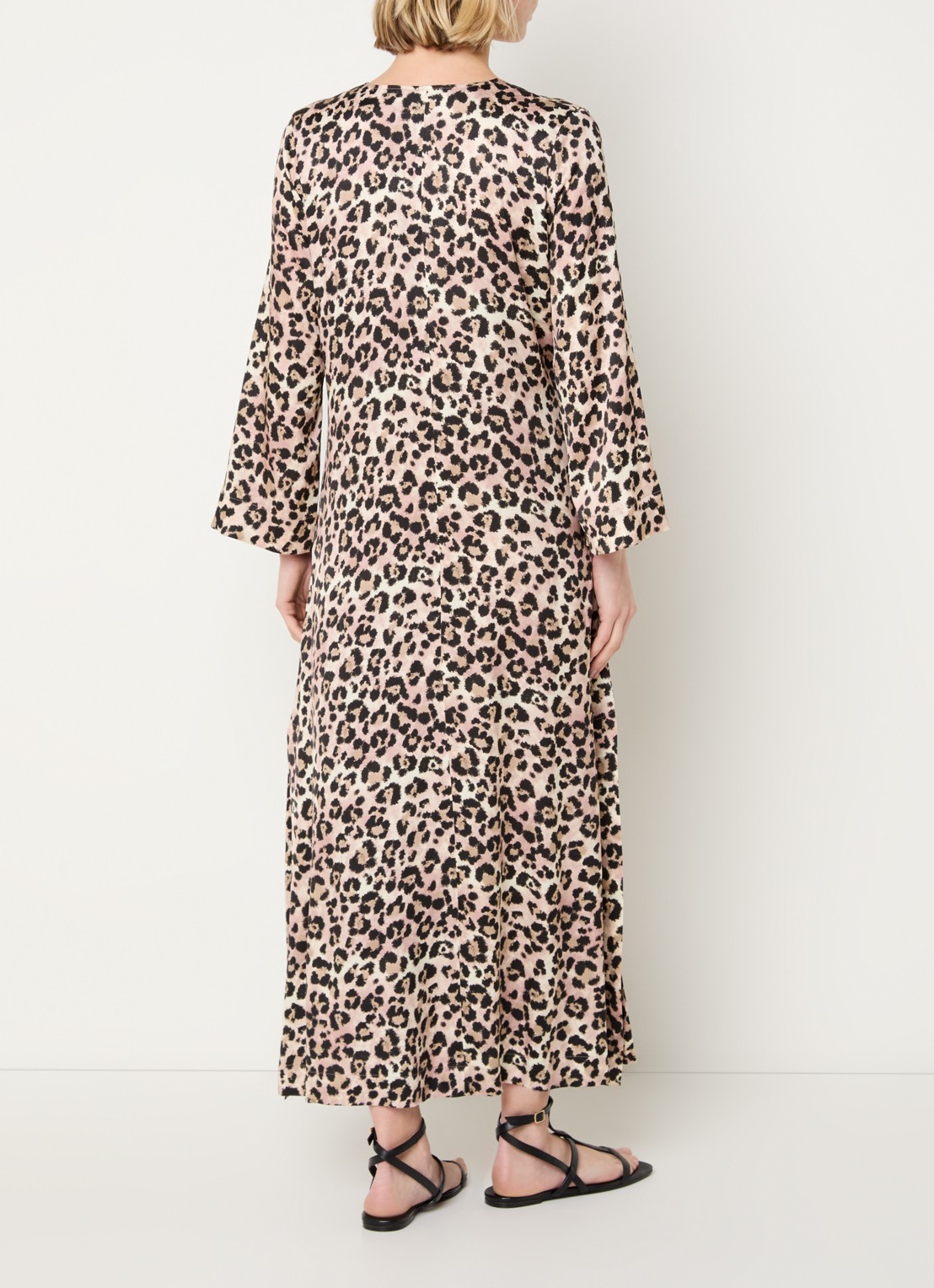 BLLMR Shira maxi jurk met panterprint - achterkant lichtbruin