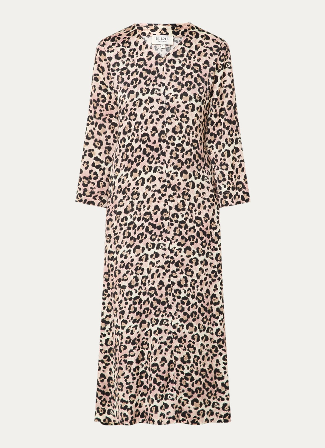 BLLMR Shira maxi jurk met panterprint - voorkant 2 lichtbruin