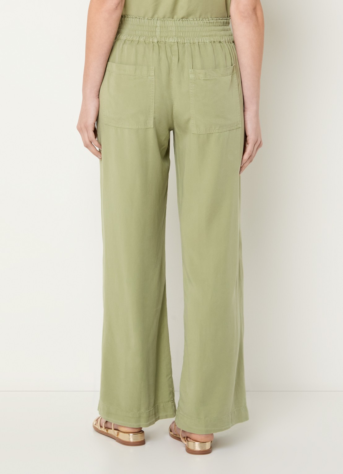 BLLMR Stella high waist straight fit pantalon met opgestikte zakken - achterkant olijfgroen
