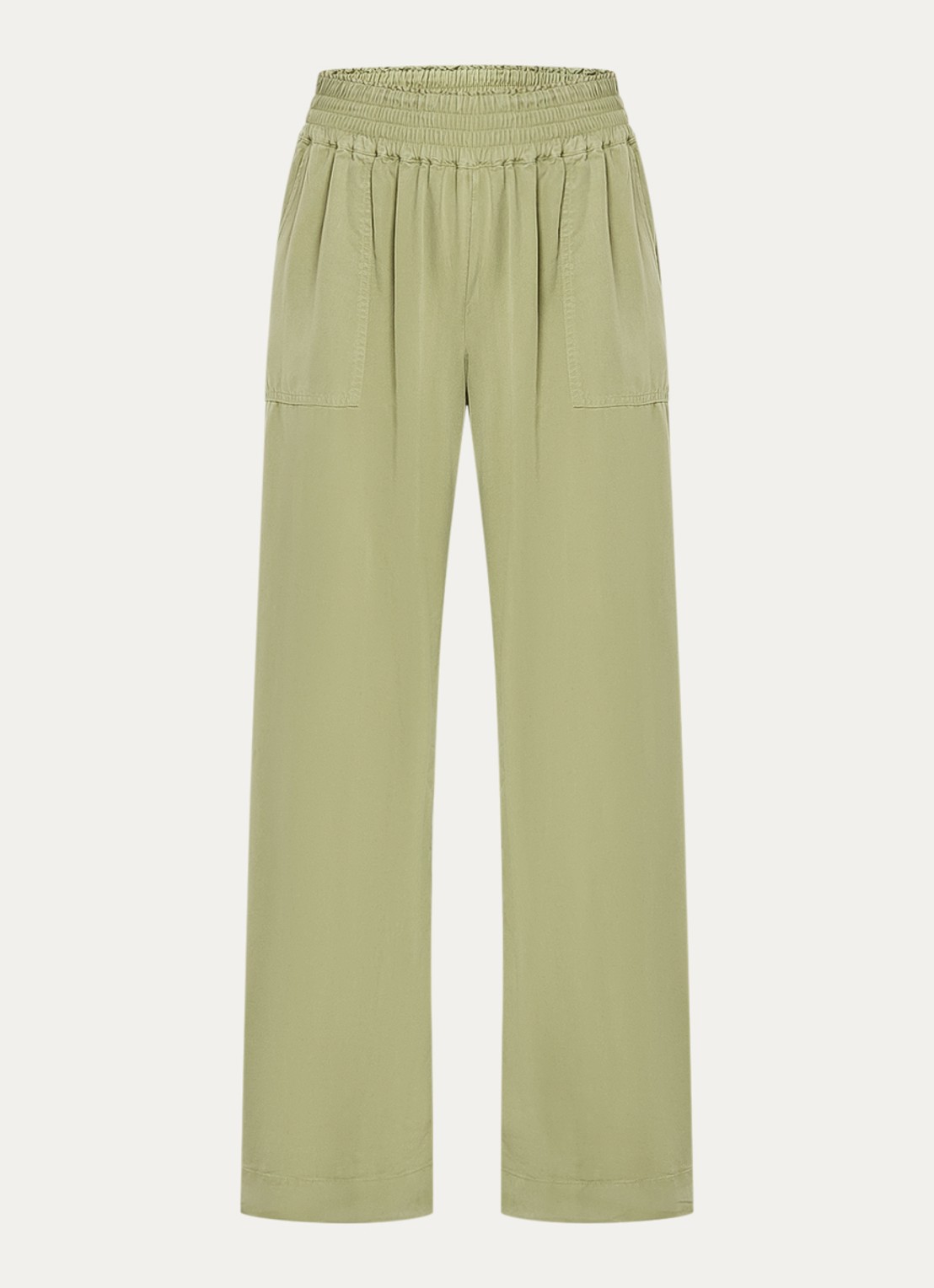 BLLMR Stella high waist straight fit pantalon met opgestikte zakken - voorkant 2 olijfgroen