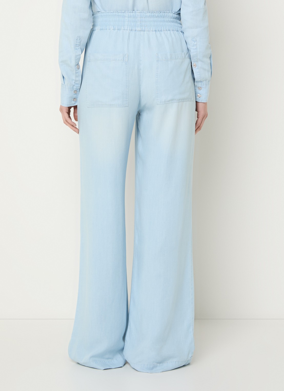 BLLMR Stella high waist wide fit broek van chambray - achterkant 4 lichtblauw