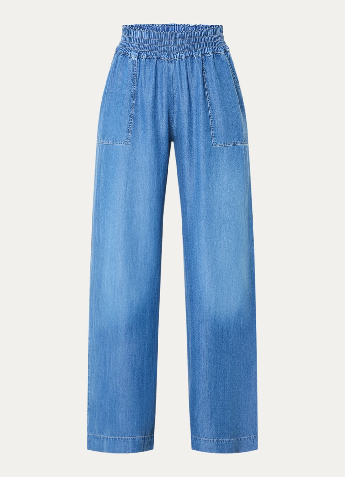 BLLMR Stella high waist wide fit broek van chambray - voorkant 2 blauw